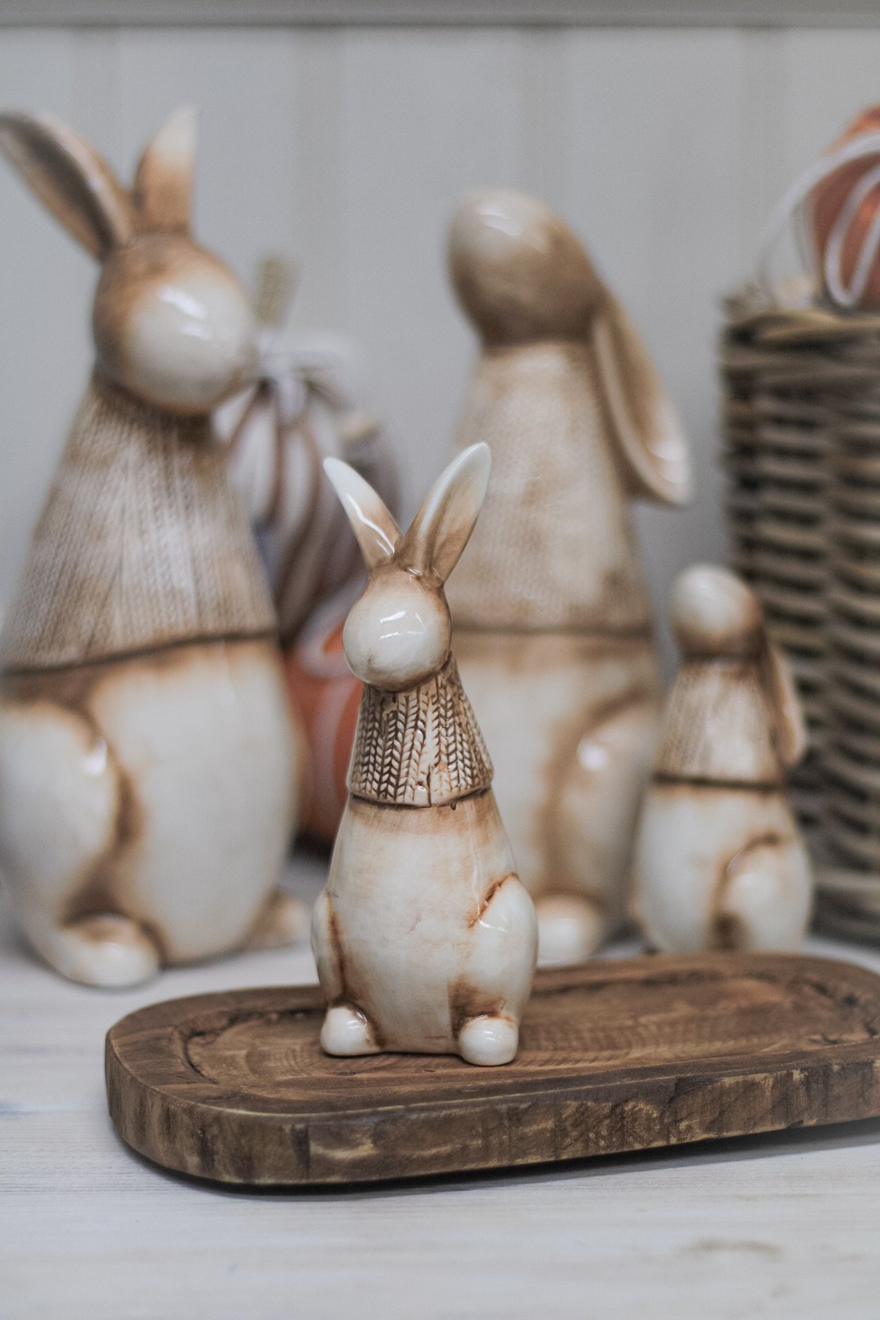 porcelain bunny on tray