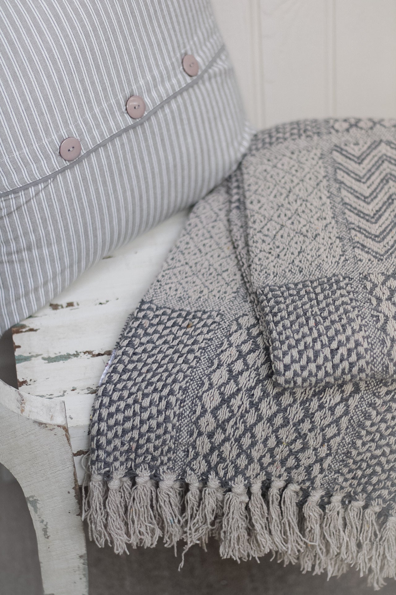 Grey Patterned Throw
