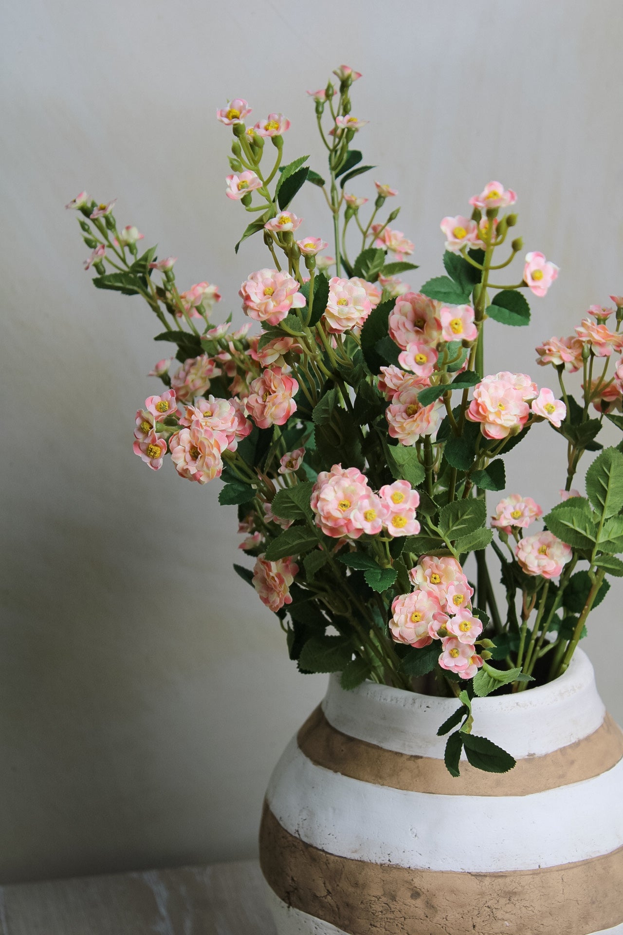 Faux Pink Wild Rose Meadow Spray