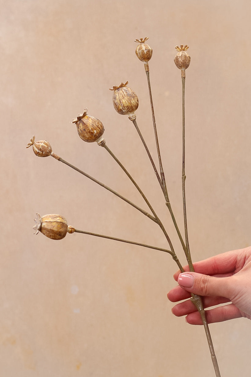 Faux Poppy Head Spray