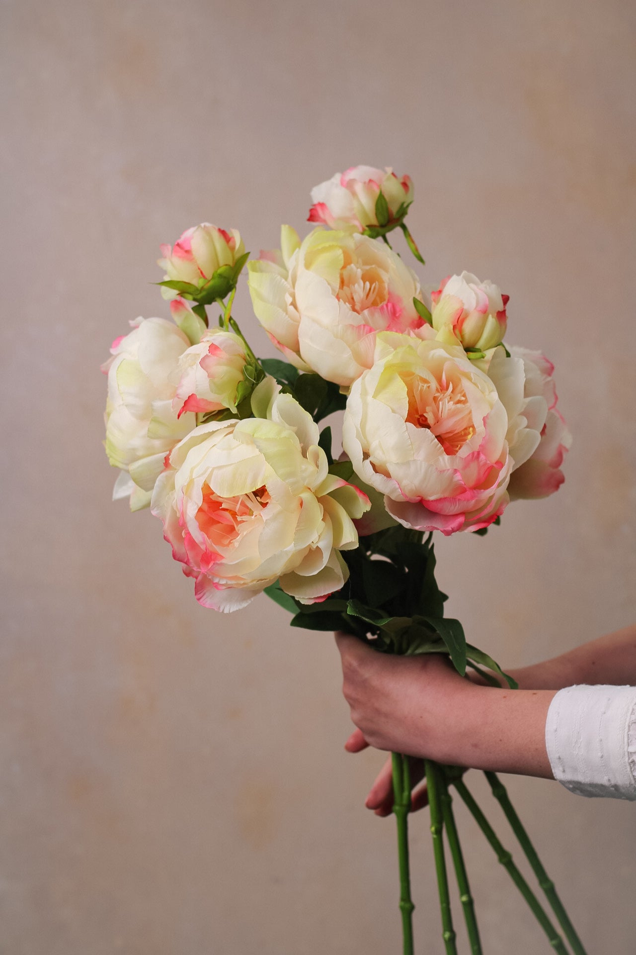 Faux Soft Pink Peony and Bud Spray