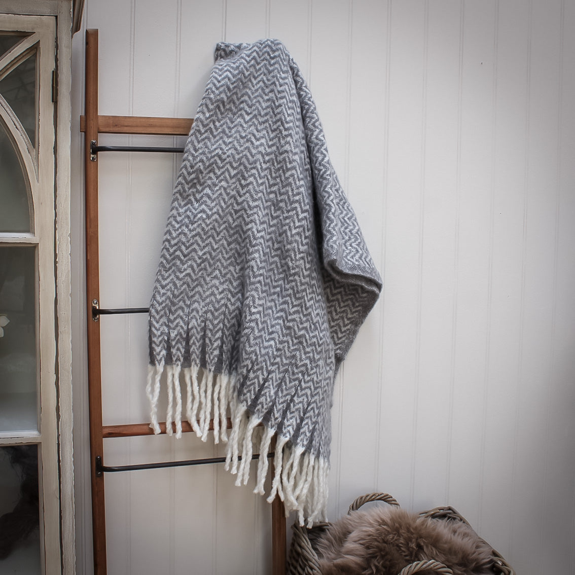 Pewter Chevron Throw