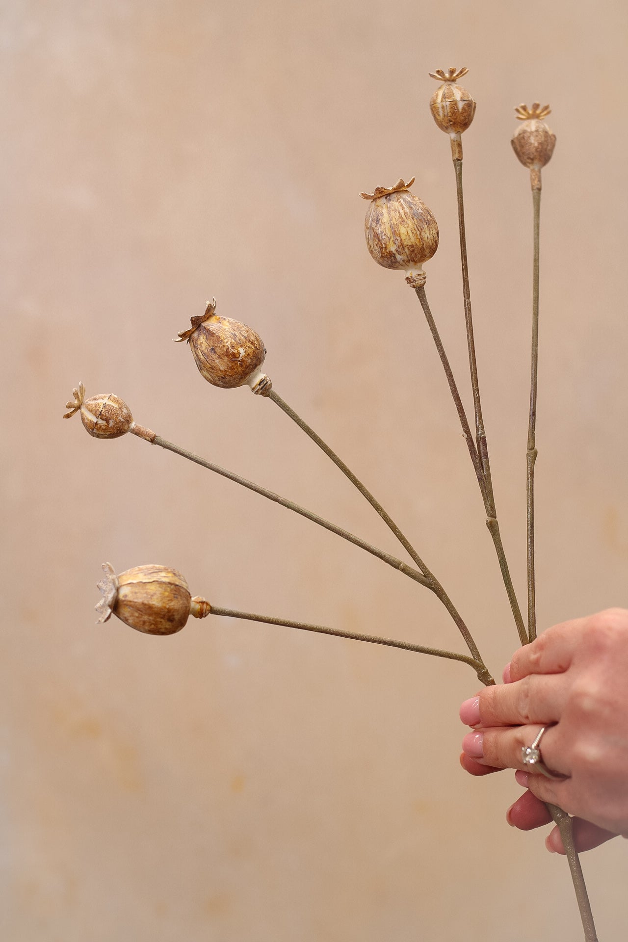 Faux Poppy Head Spray
