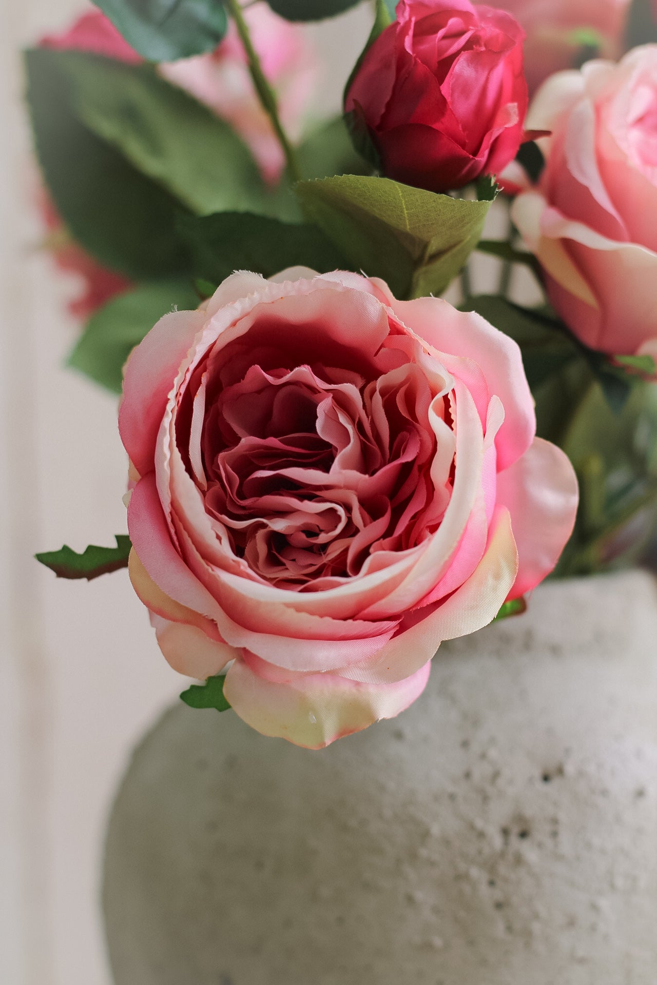 Faux Pink Sorbet English Rose Spray