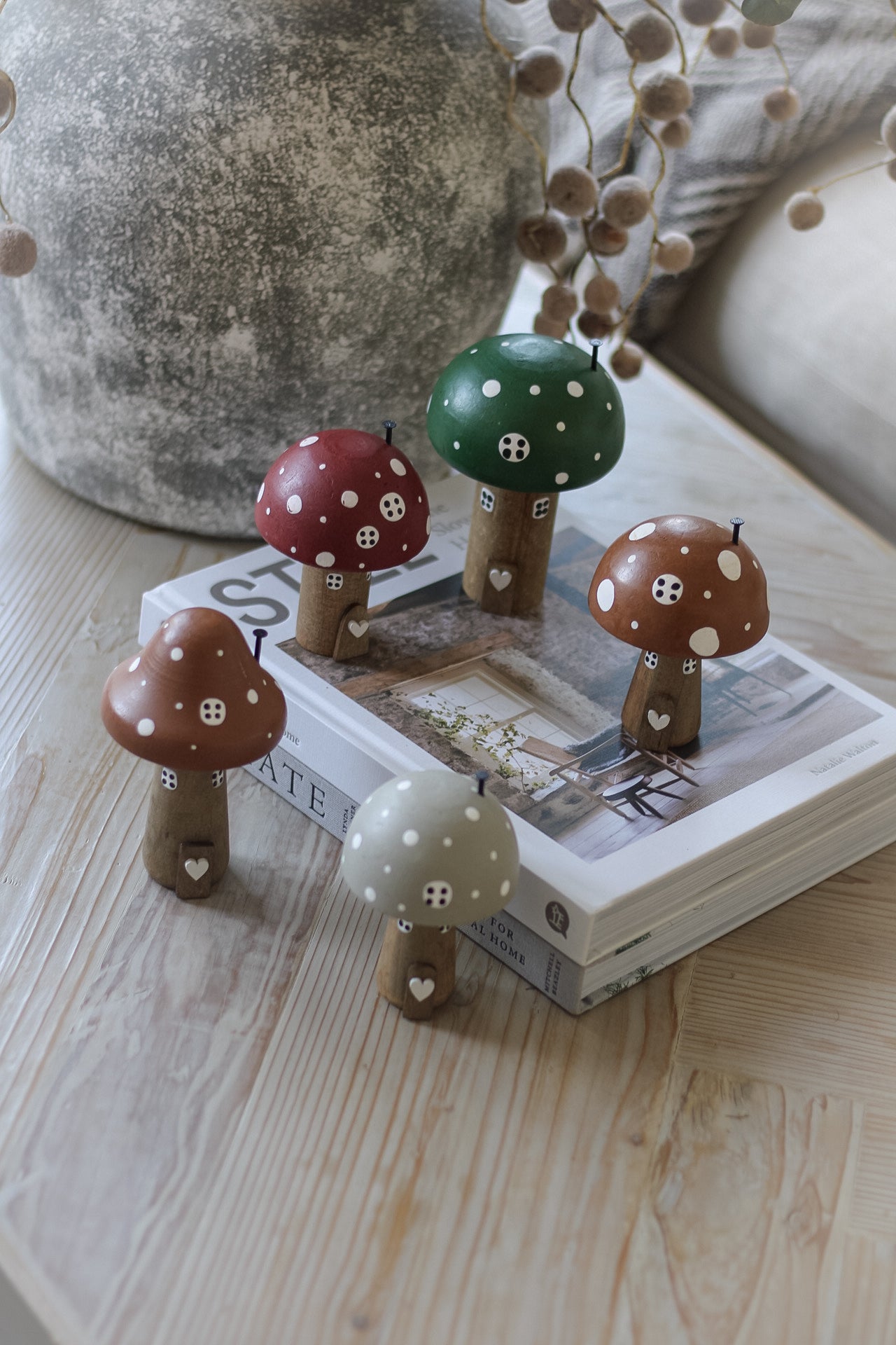 Short Brown Wooden Mushroom House