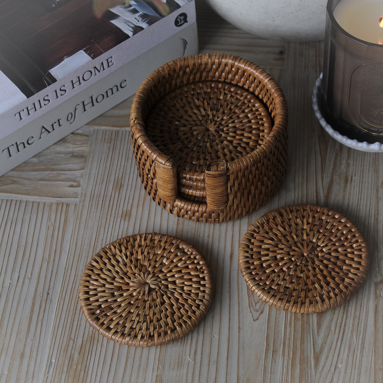 Autumn Honey Rattan Coasters - Set of 6