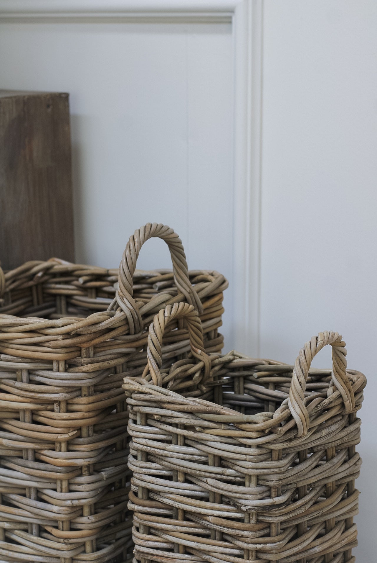 Grey Washed Rattan Umbrella Basket