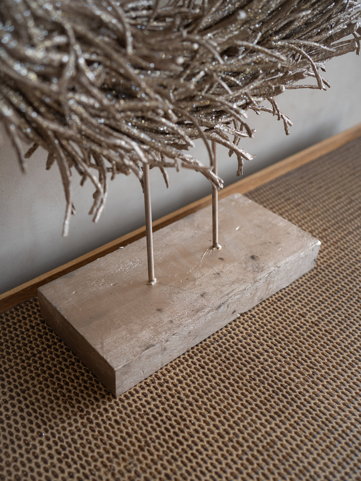 Golden Twig Wreath on Stand