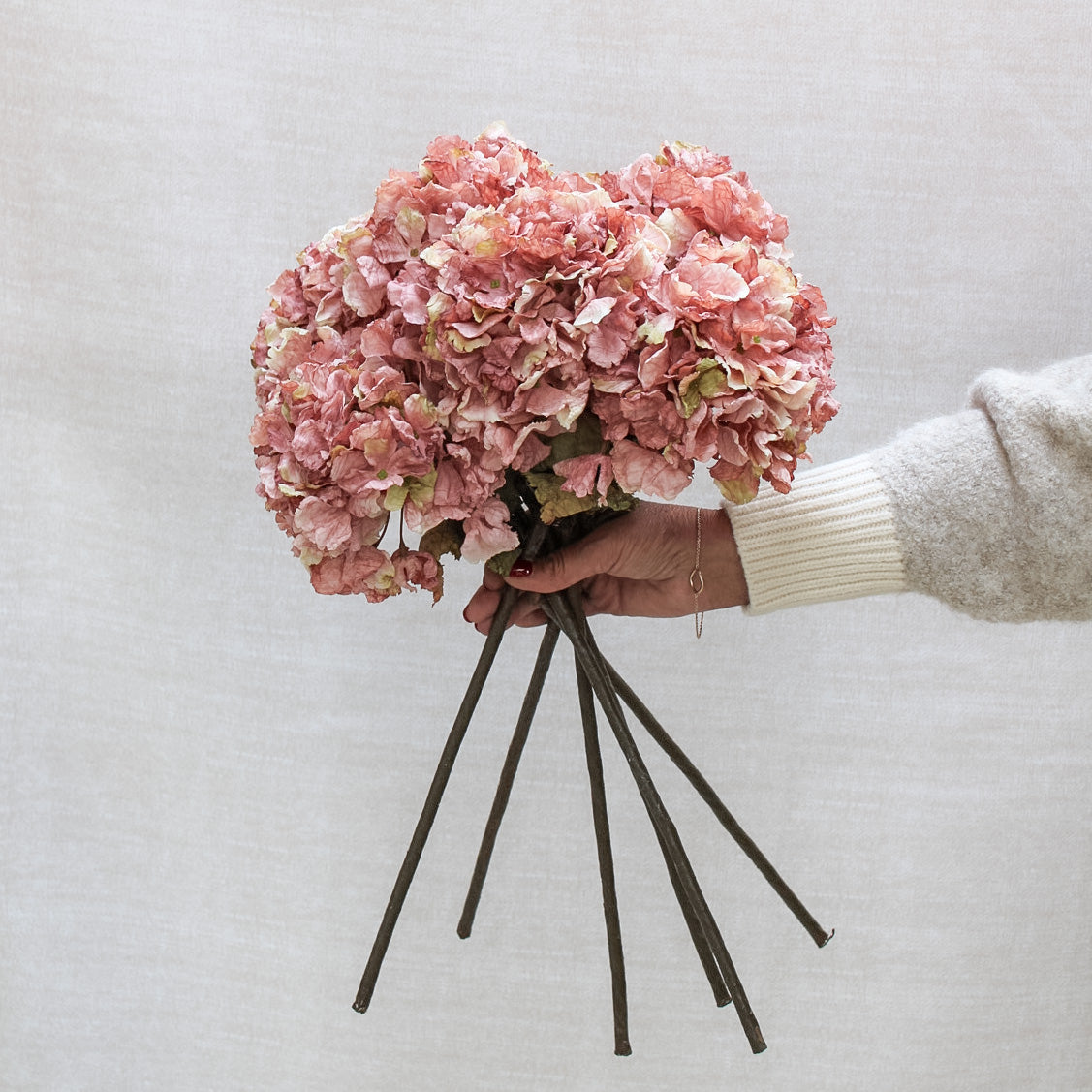 Dusty Pink Dried Touch Ruffle Hydrangea | Bundle of 3