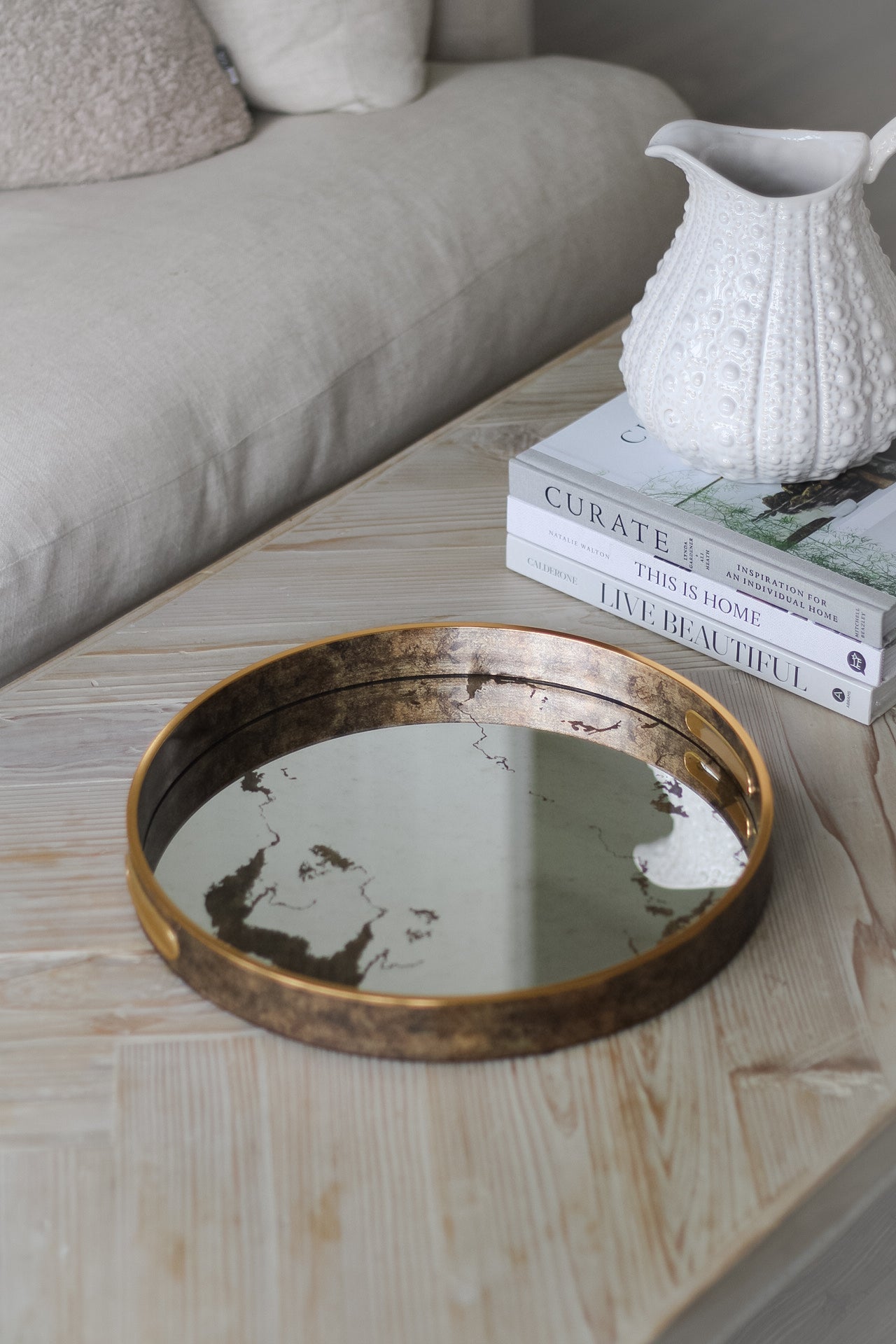Marble Effect Mirror Tray