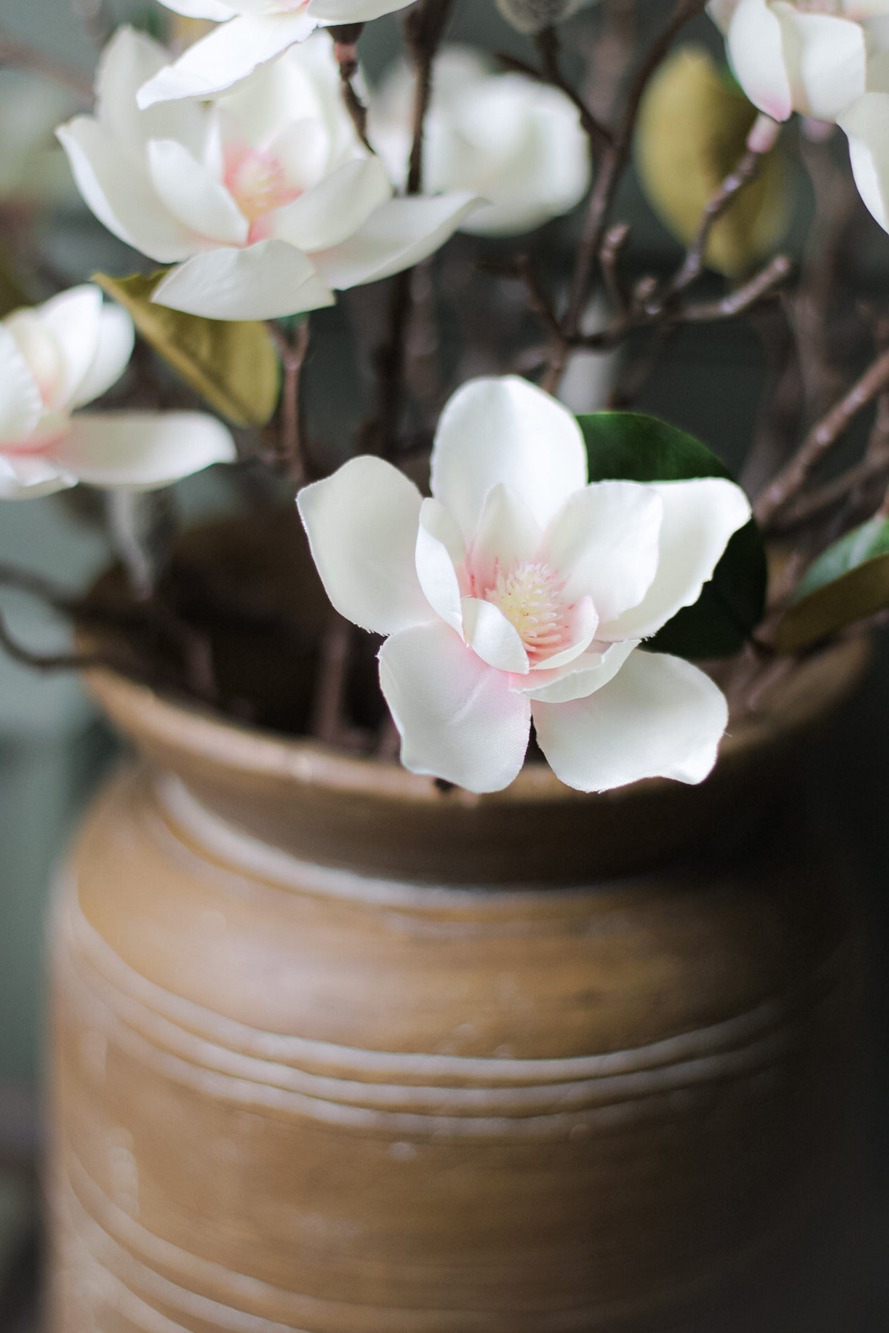 Faux Soft Pink Magnolia Stem