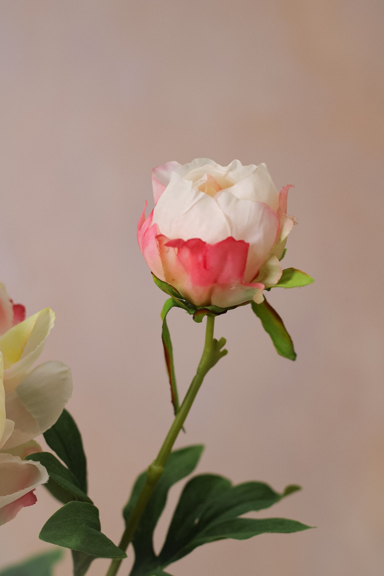 Faux Soft Pink Peony and Bud Spray