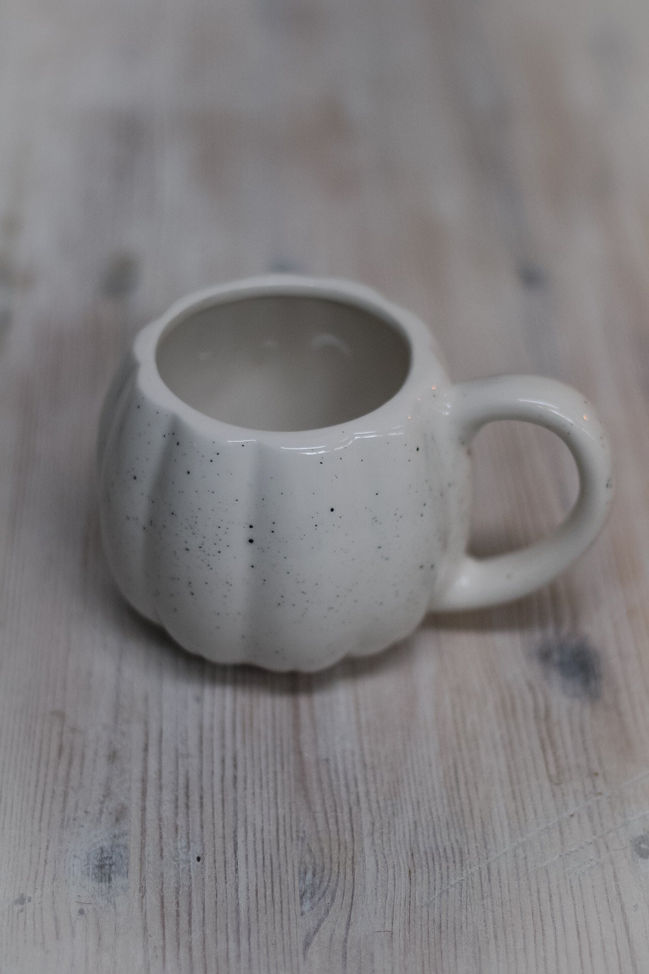 Speckled White Ceramic Pumpkin Mug