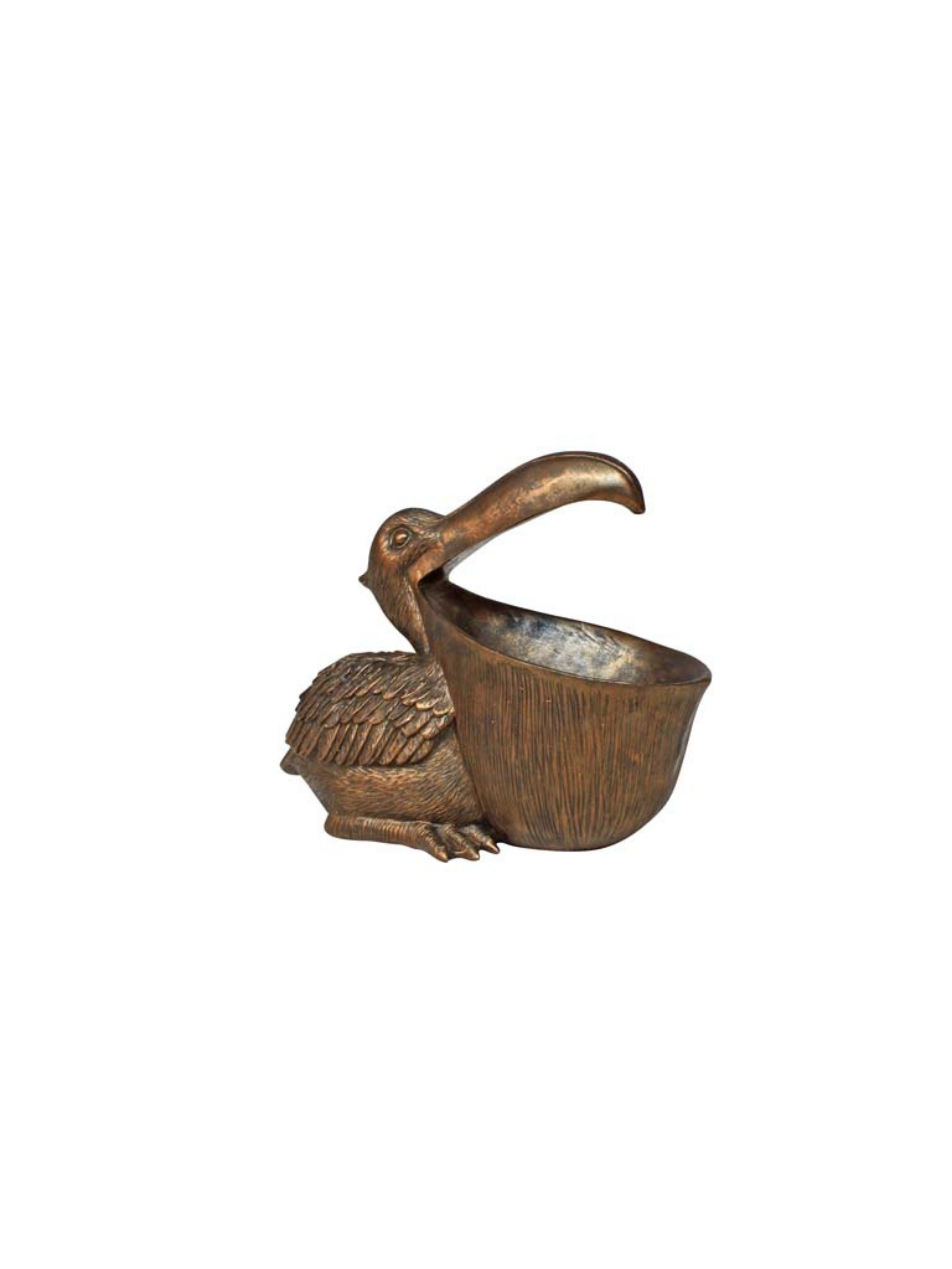 Bronze duck-shaped container on a white background