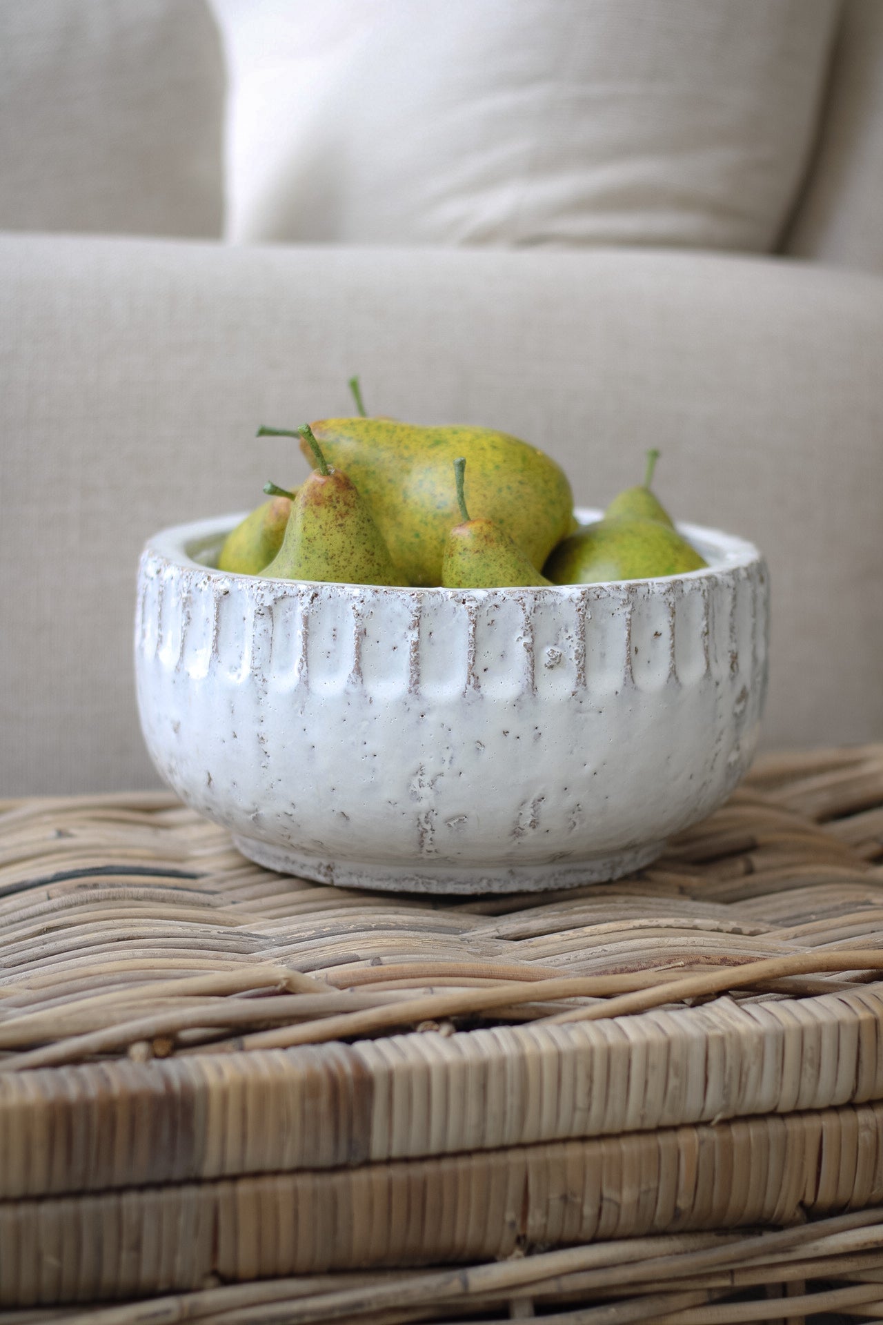 Aged Cream Rustic Decorative Bowl