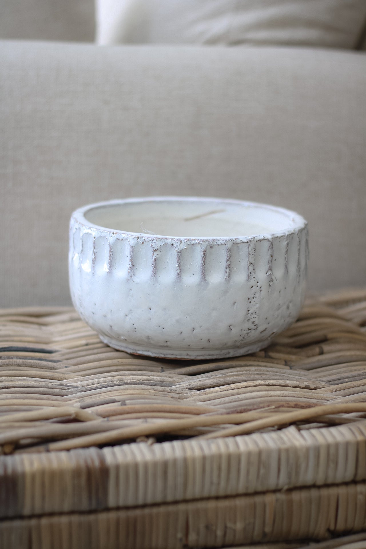 large decorative cream aged bowl