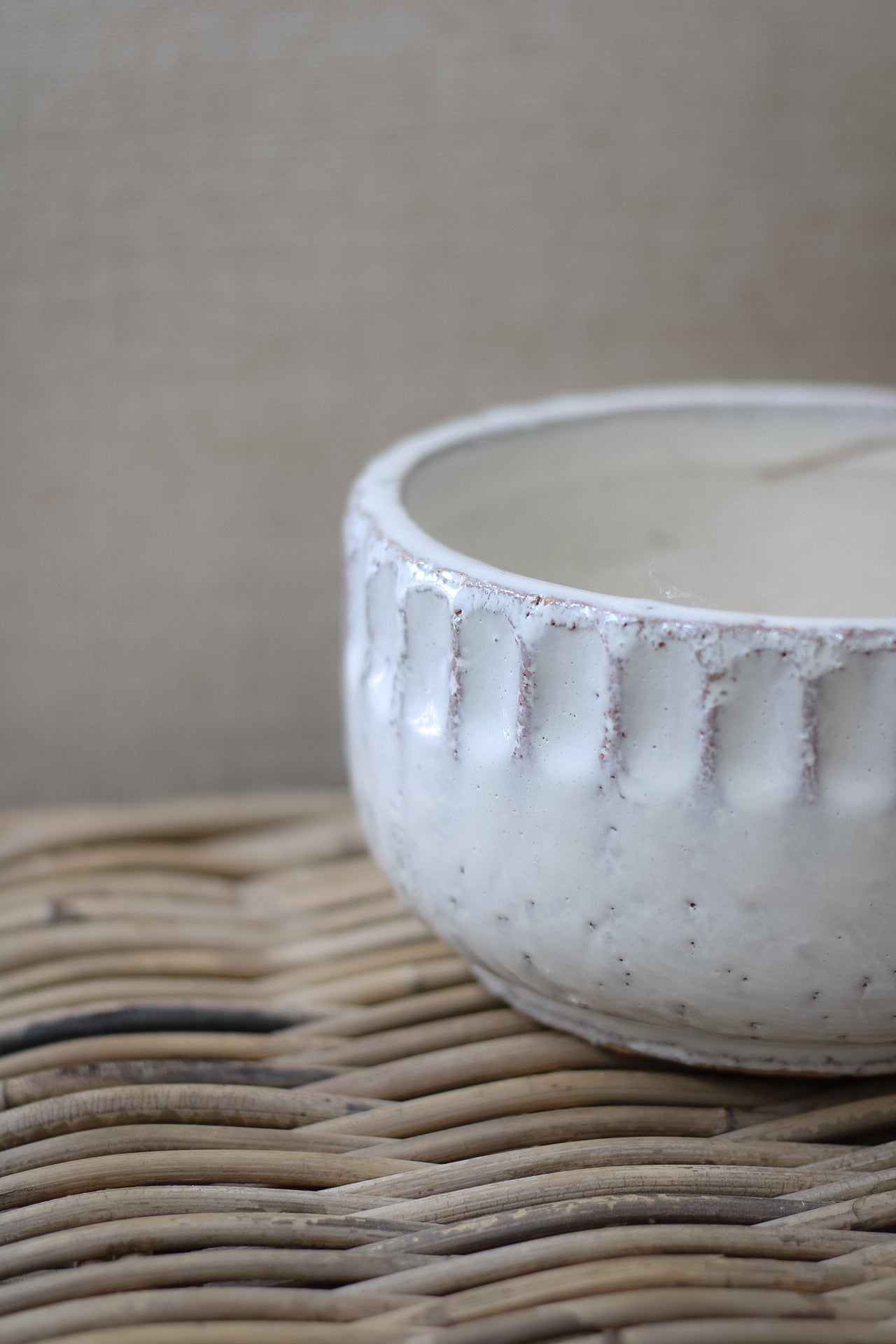 up close of cream bowl