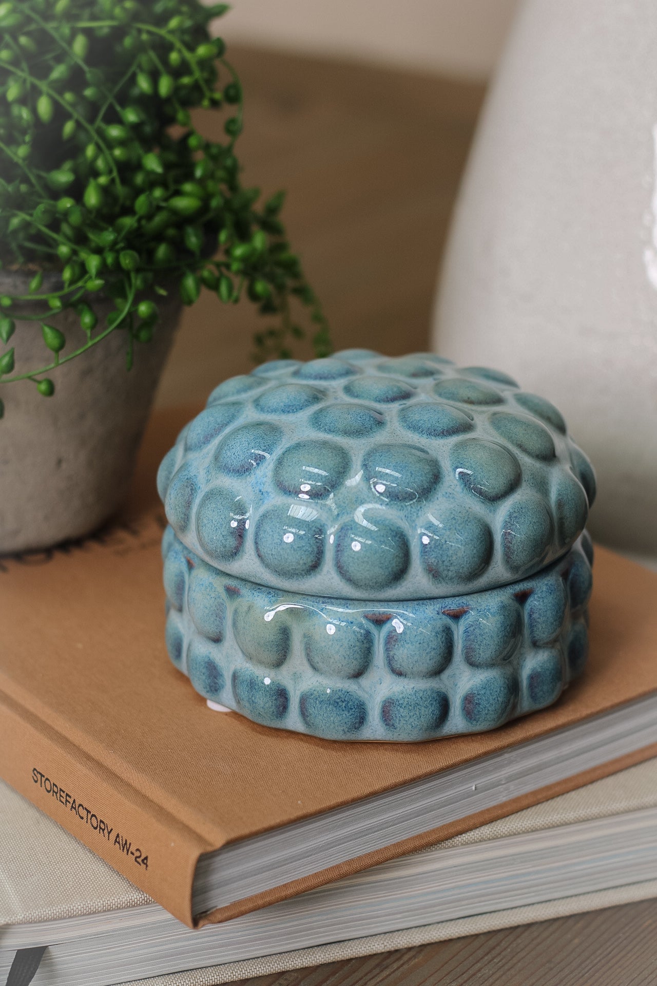 Blue Bobble Ceramic Trinket Box