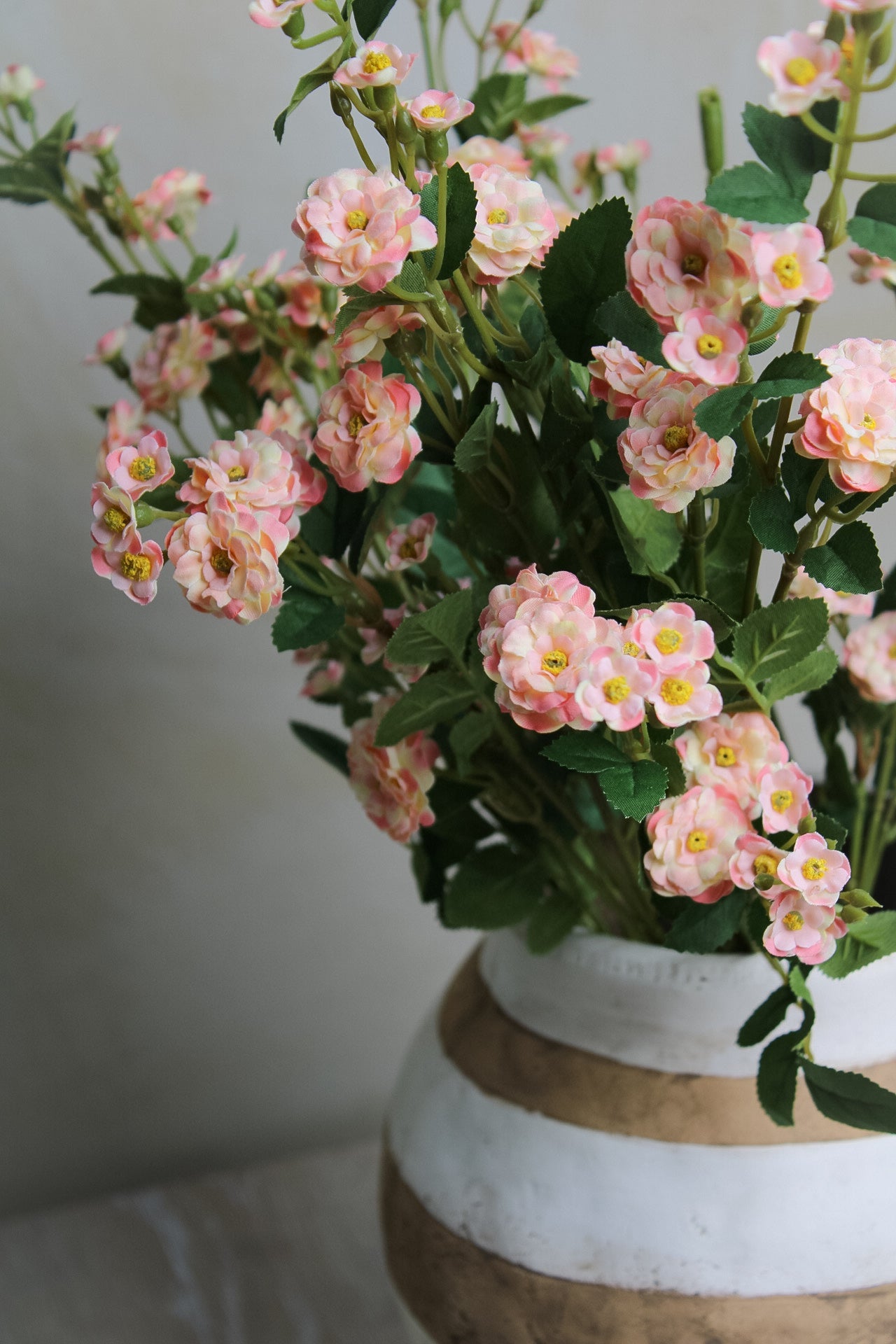 Faux Pink Wild Rose Meadow Spray