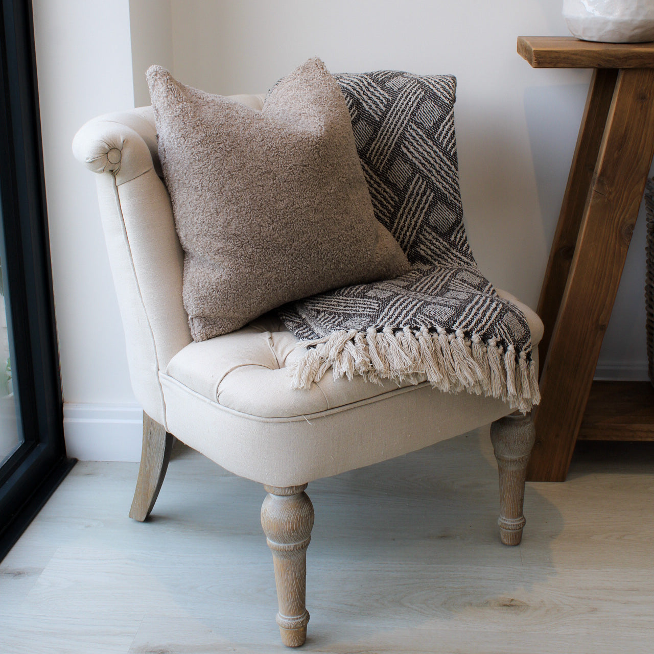 Grey Woven Patterned Throw
