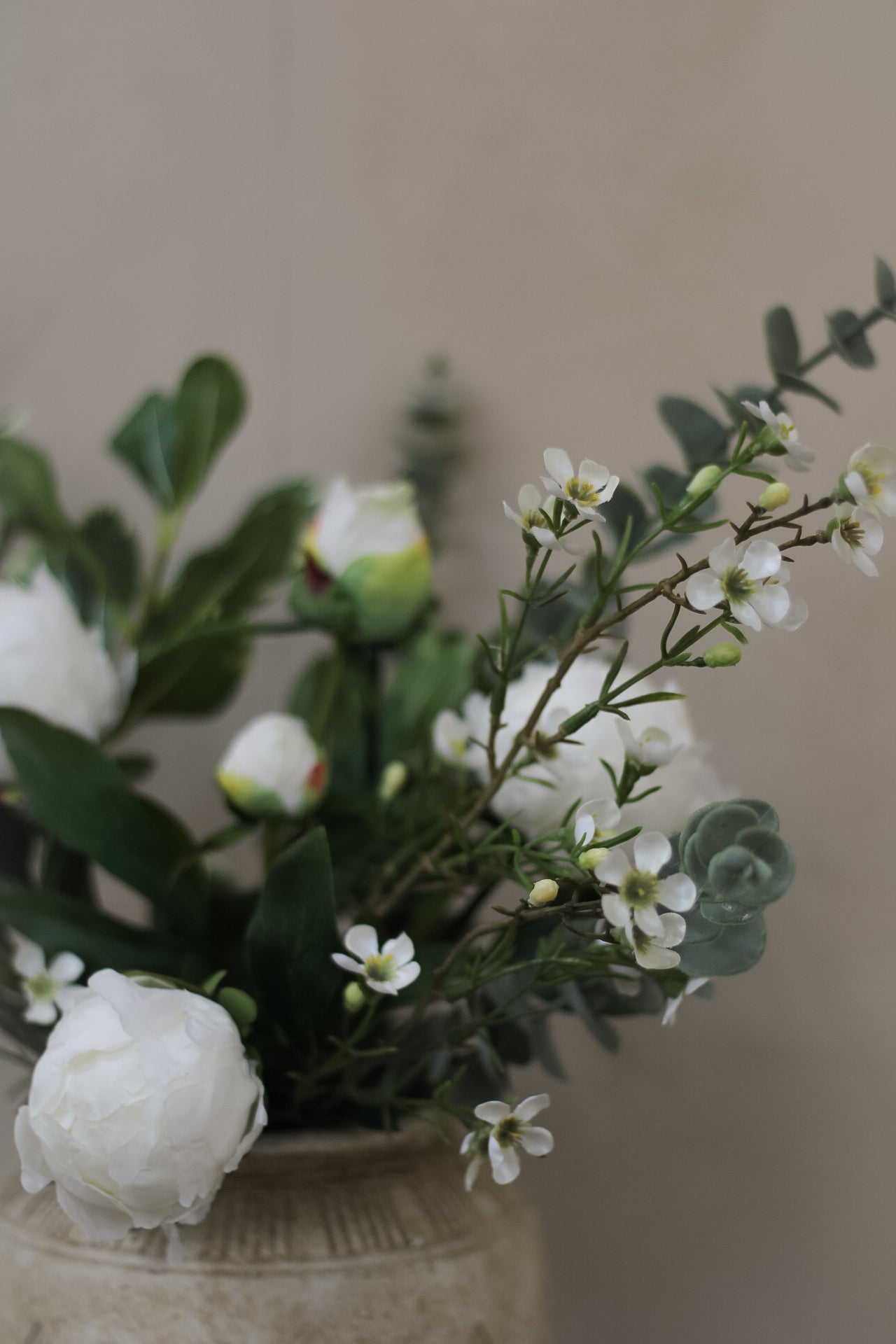 Faux White Peony Floral Arrangement