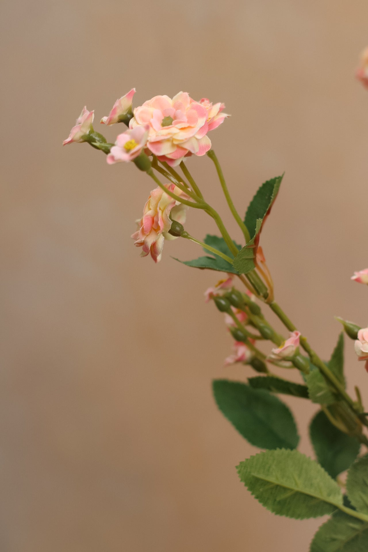 Faux Pink Wild Rose Meadow Spray