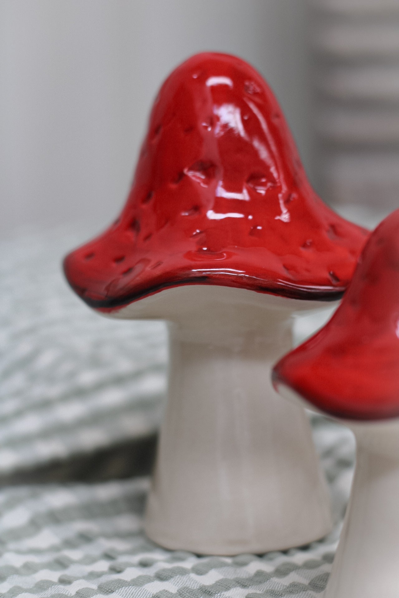 Glazed Red Ceramic Toadstool