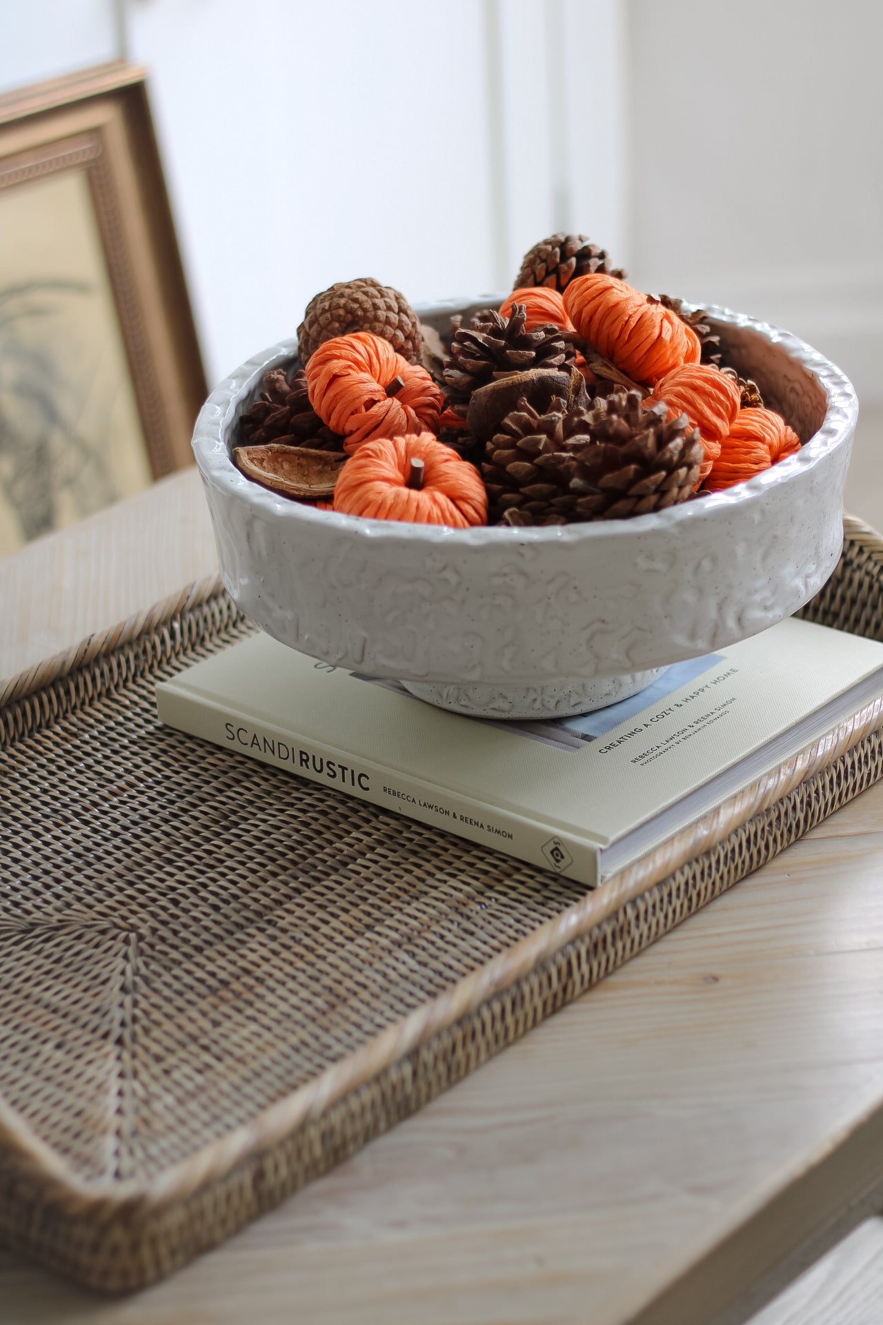 Bag of Woven Pumpkins and Pinecones