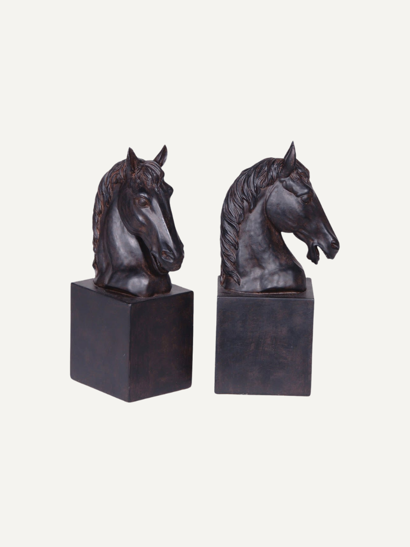 Black Horse Head Bookends