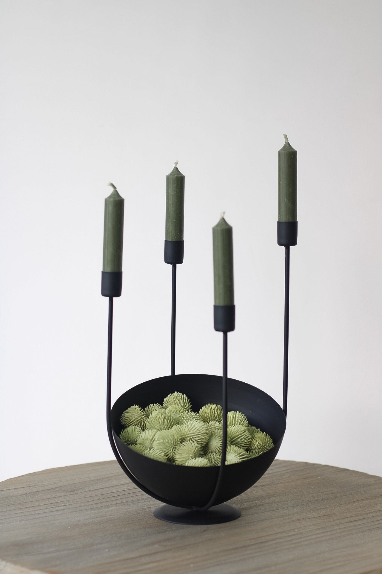 Black Metal Candle Holder with Styling Dish