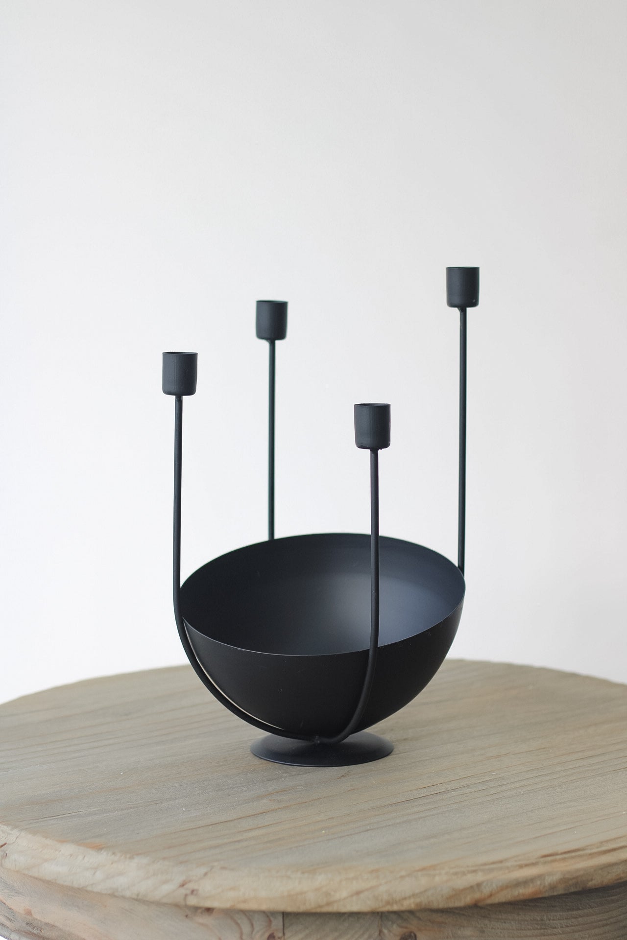 Black Metal Candle Holder with Styling Dish