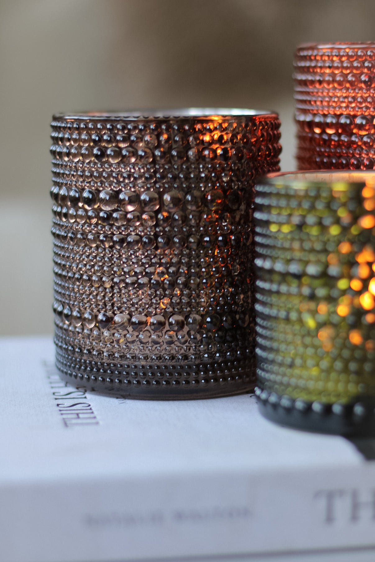 rich coffee bown autumnal bobble glass candle holder