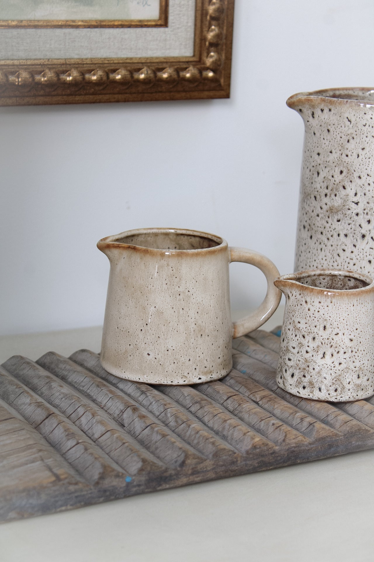 Brown Speckled Glazed Ceramic Jug