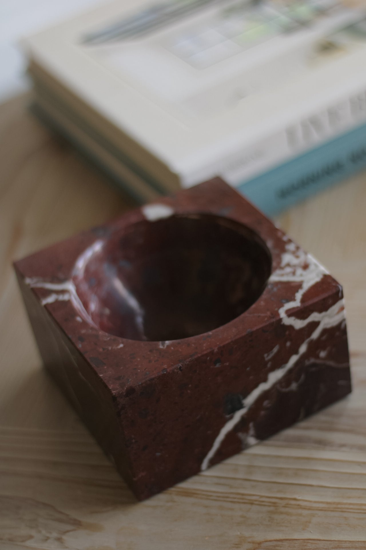 Burgundy Marble Square Bowl