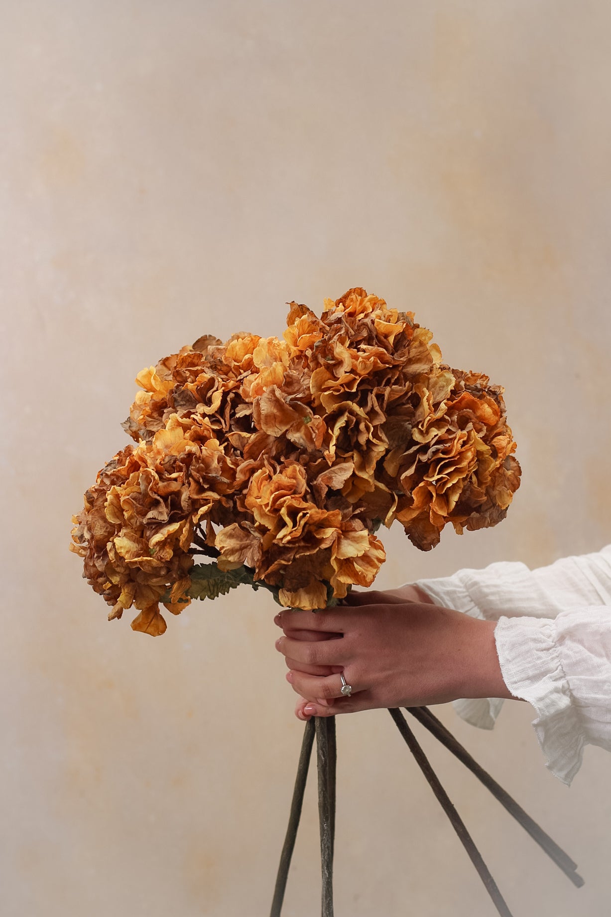 Faux Honey Dried Touch Ruffle Hydrangea