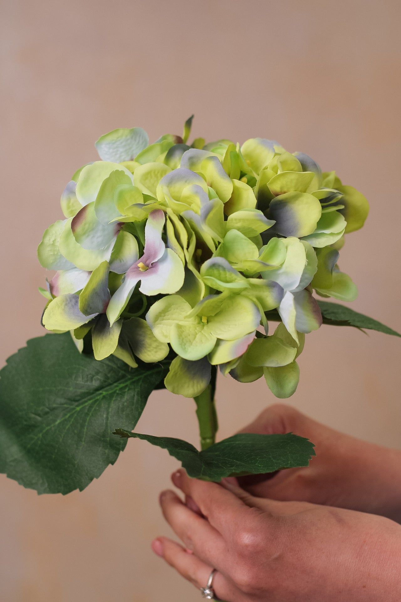 Faux Green and Lilac Hydrangea Stem