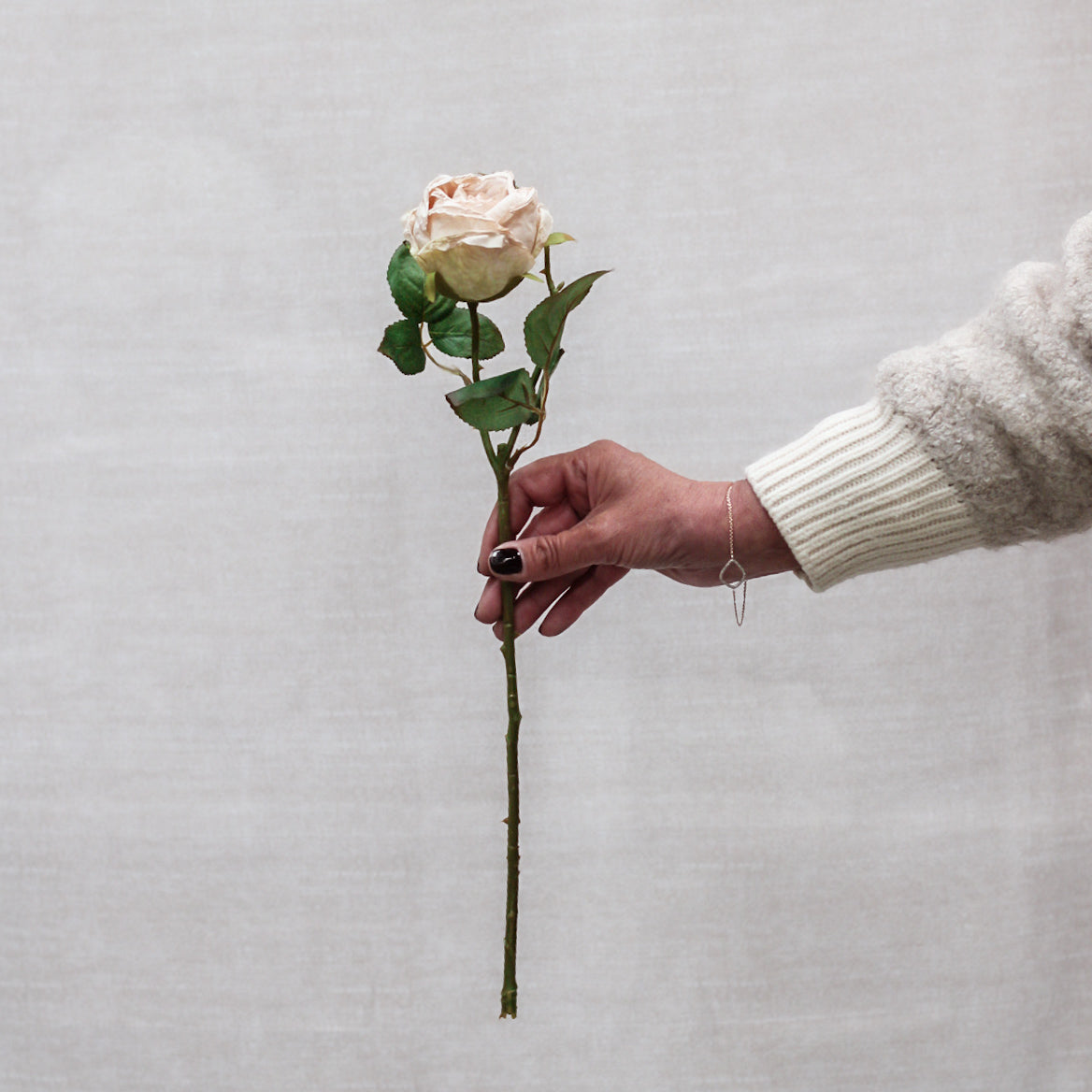 Faux Nude Dried Touch Open Rose Spray