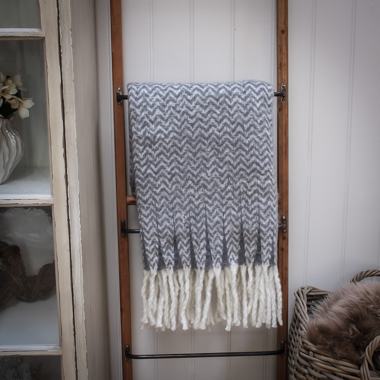 Pewter Chevron Throw