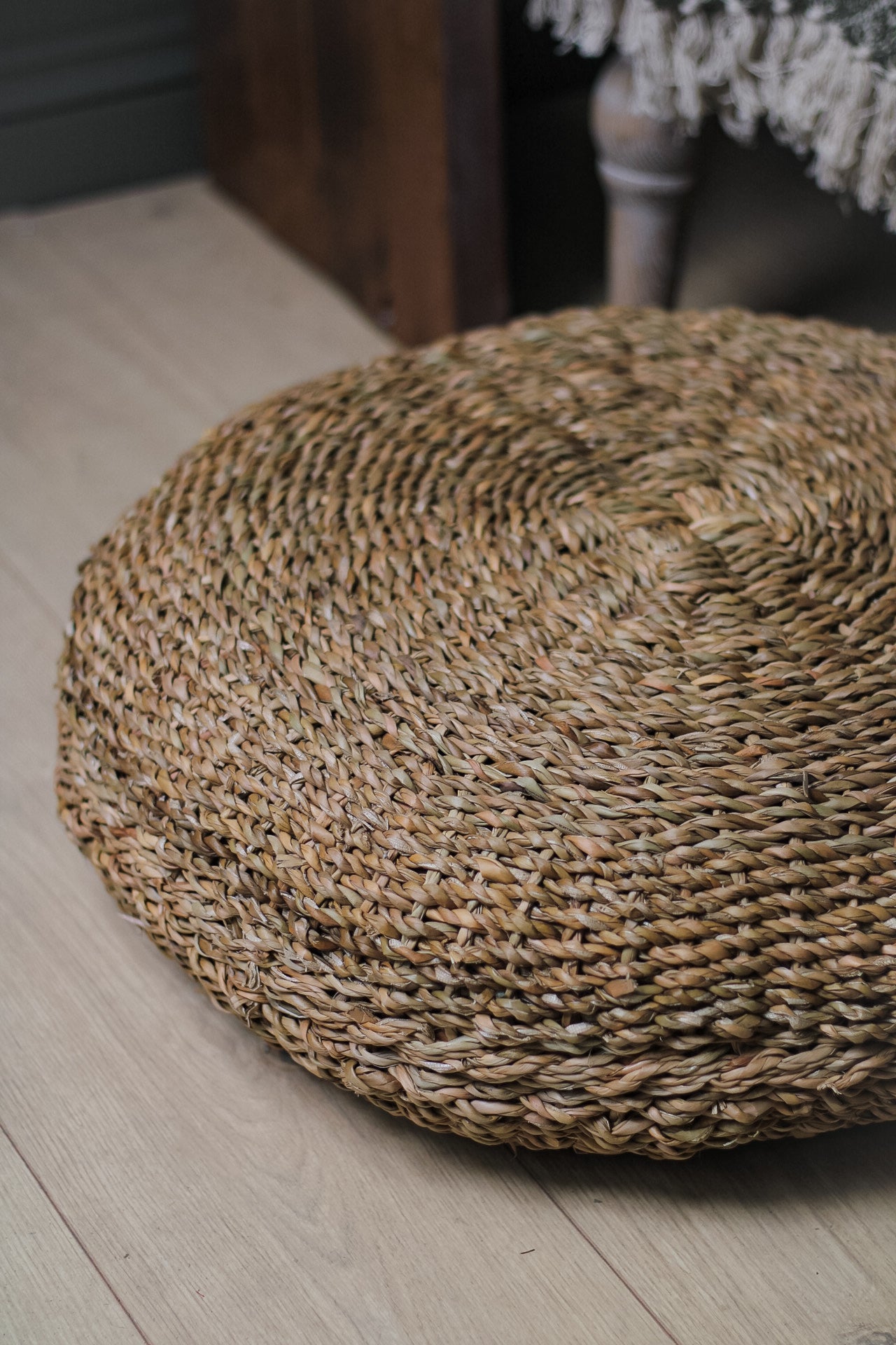 Belford Short Round Braided Pouffe