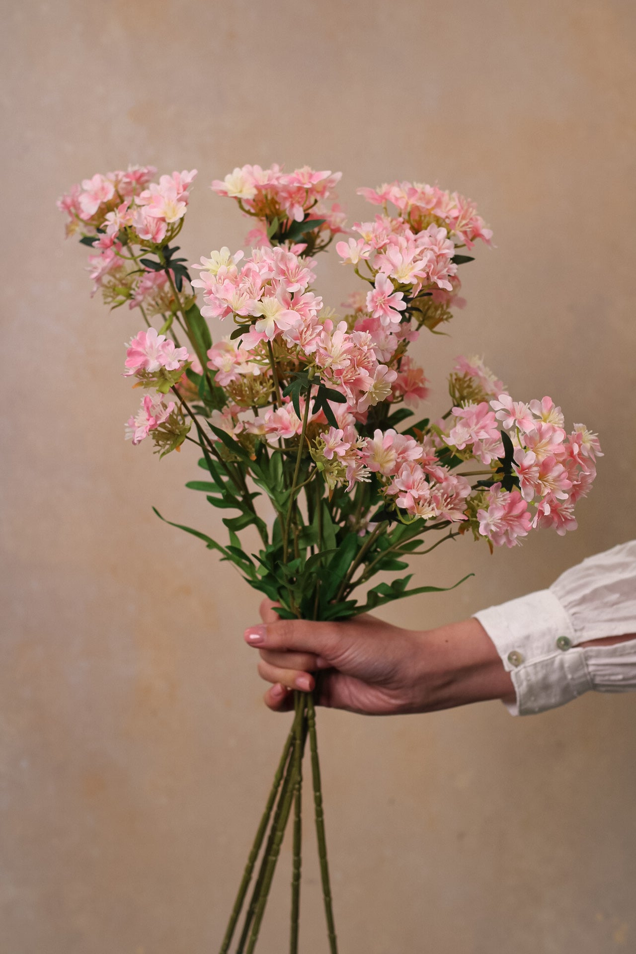 Faux Pink Mini Wild Flower Spray