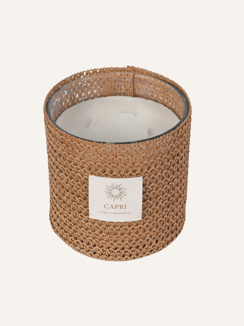 Candle in a woven basket with &