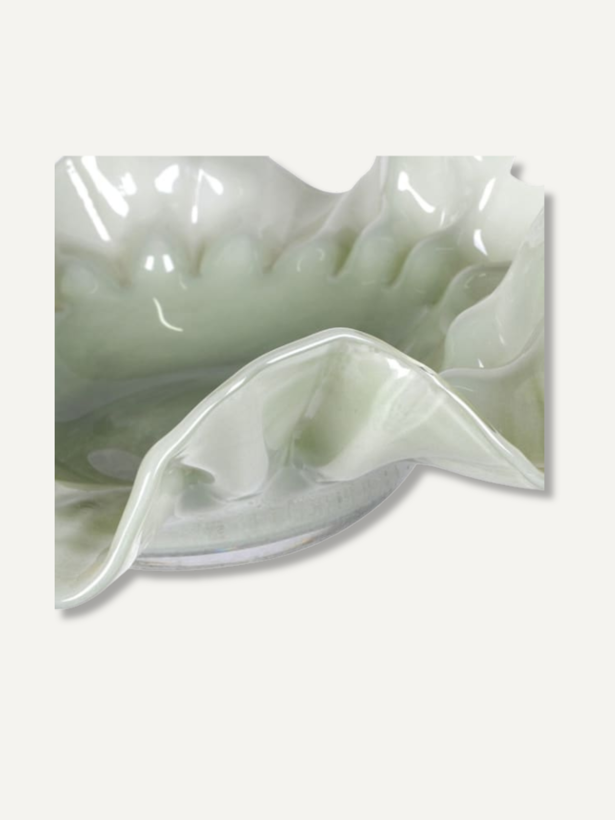Celadon Wavy Edge Glass Bowl