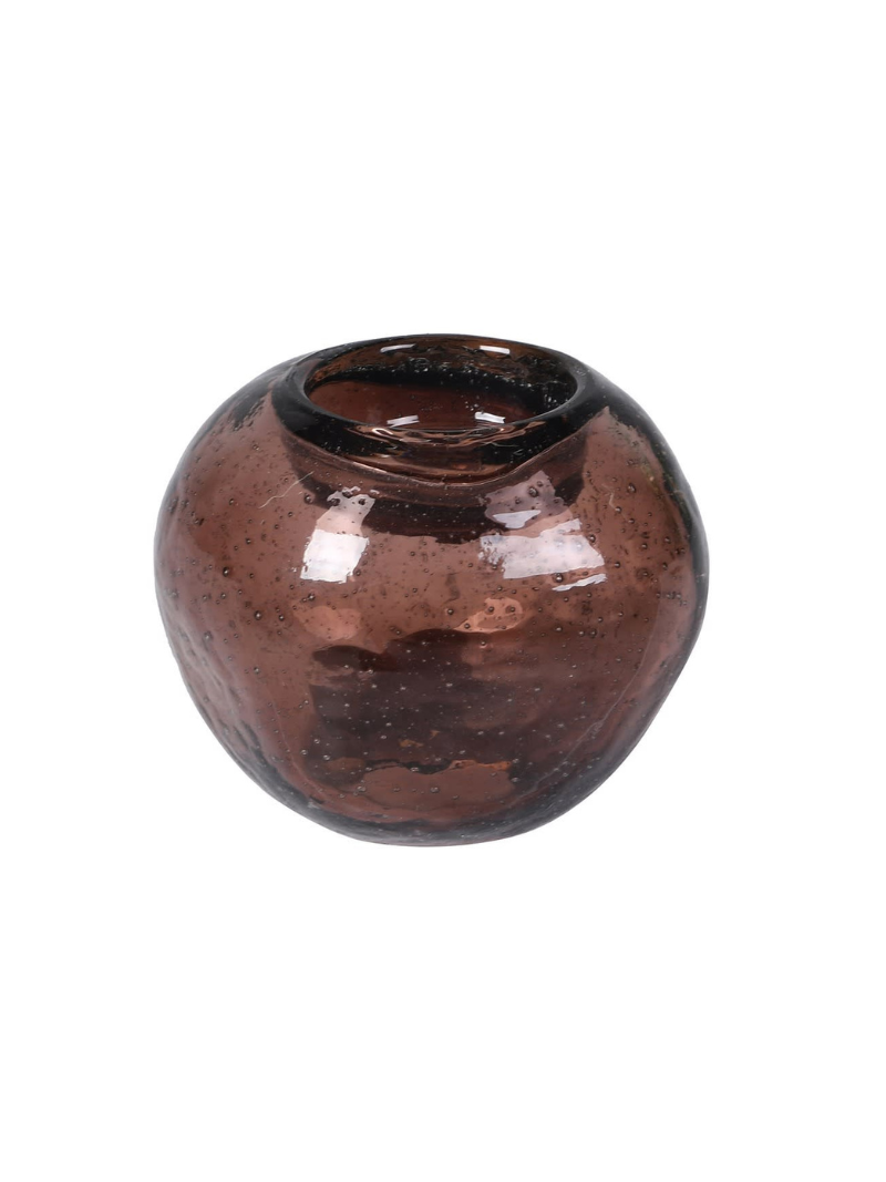 Cocoa Rounded Glass Candle Holder