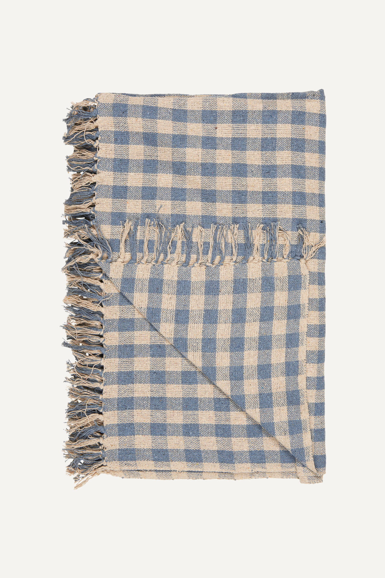 Cornflour Blue and Beige Check Throw