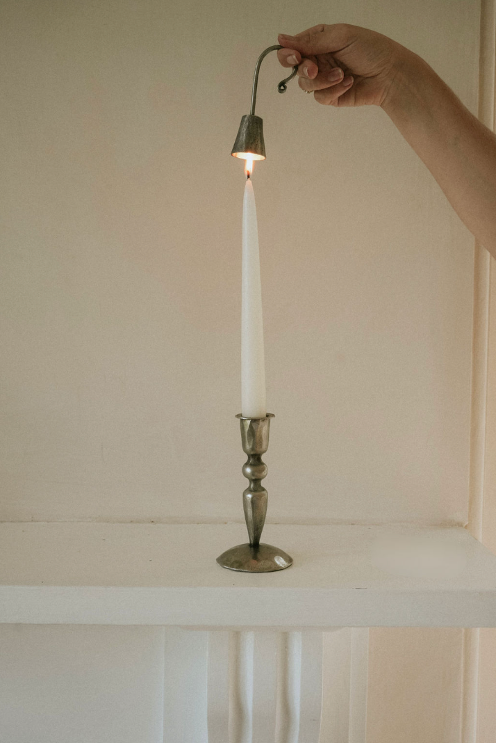 Curved Antique Pewter Candle Snuffer