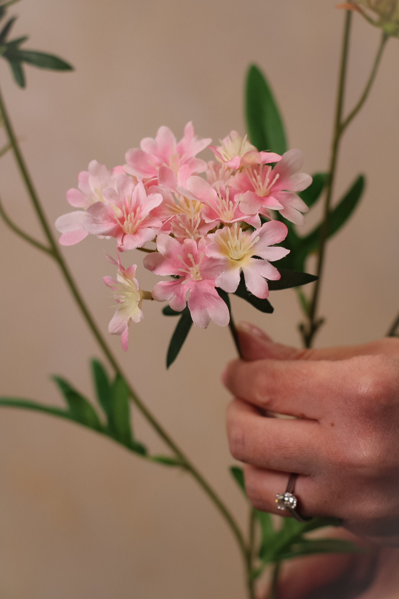 Faux Pink Mini Wild Flower Spray