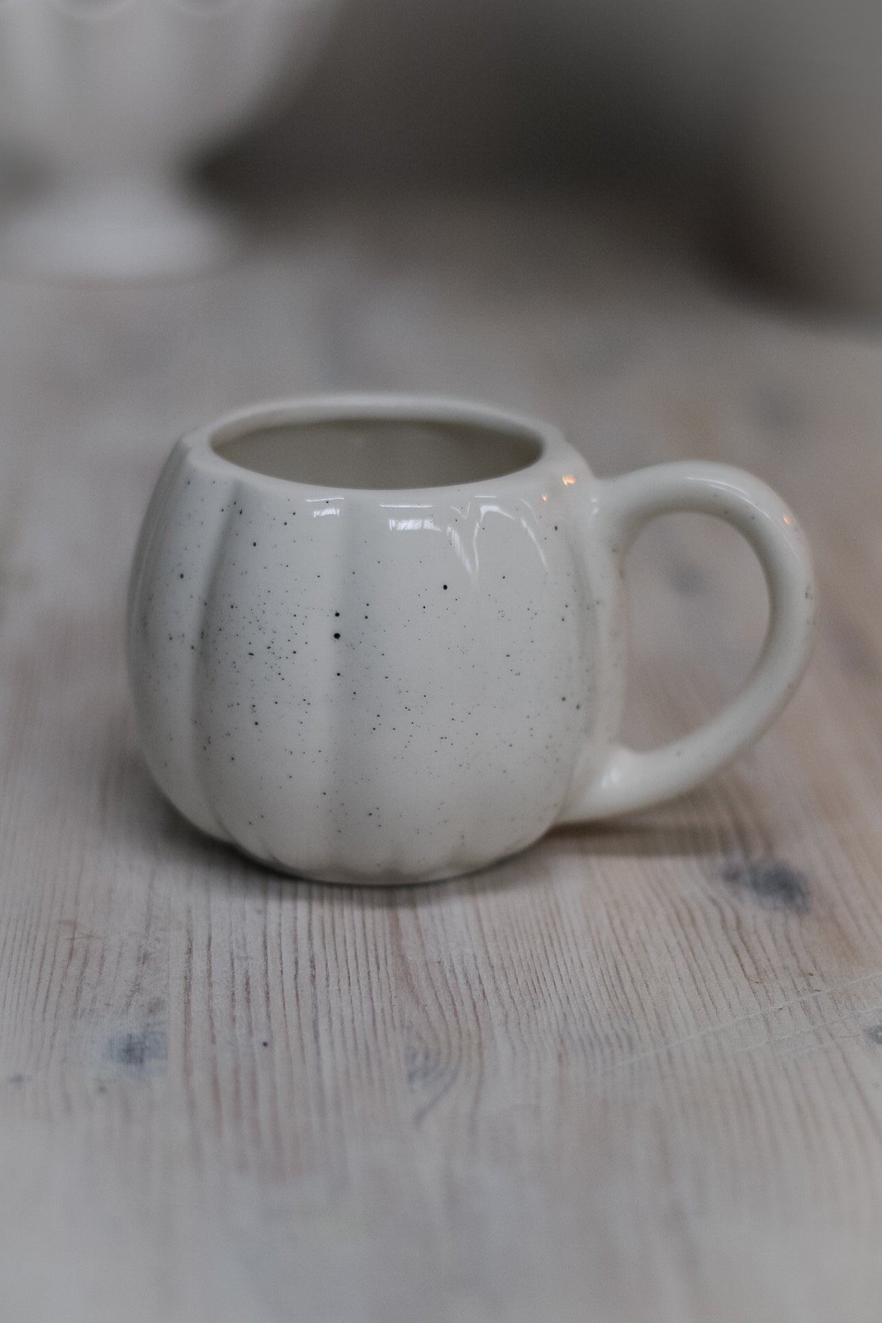Speckled White Ceramic Pumpkin Mug