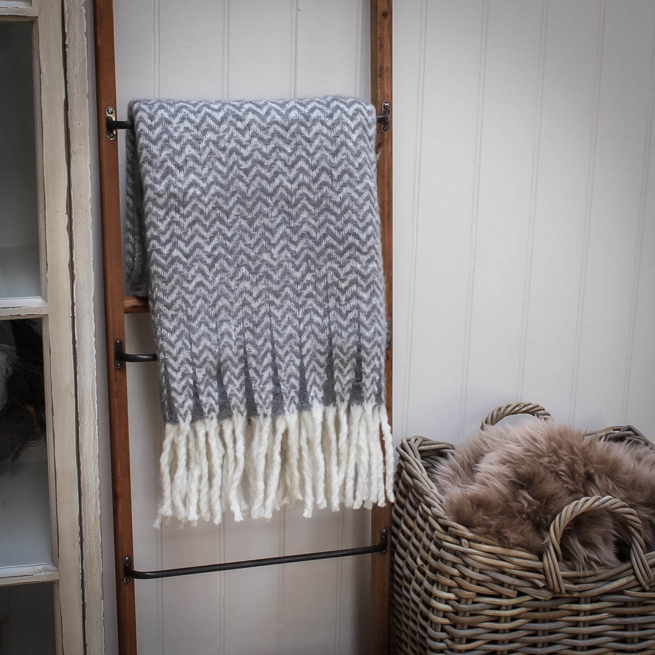 Pewter Chevron Throw