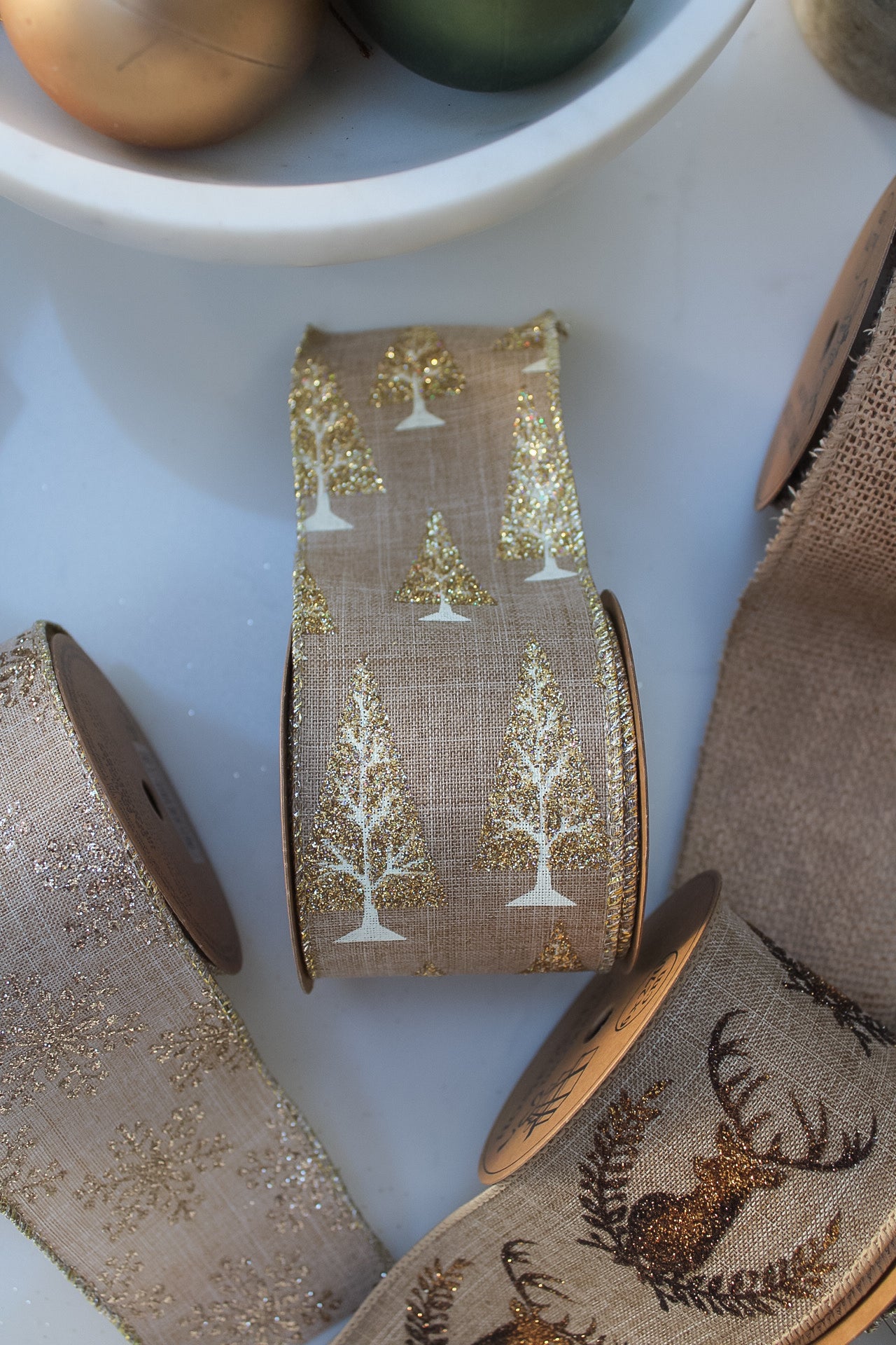 Wide Neutral Festive Ribbon