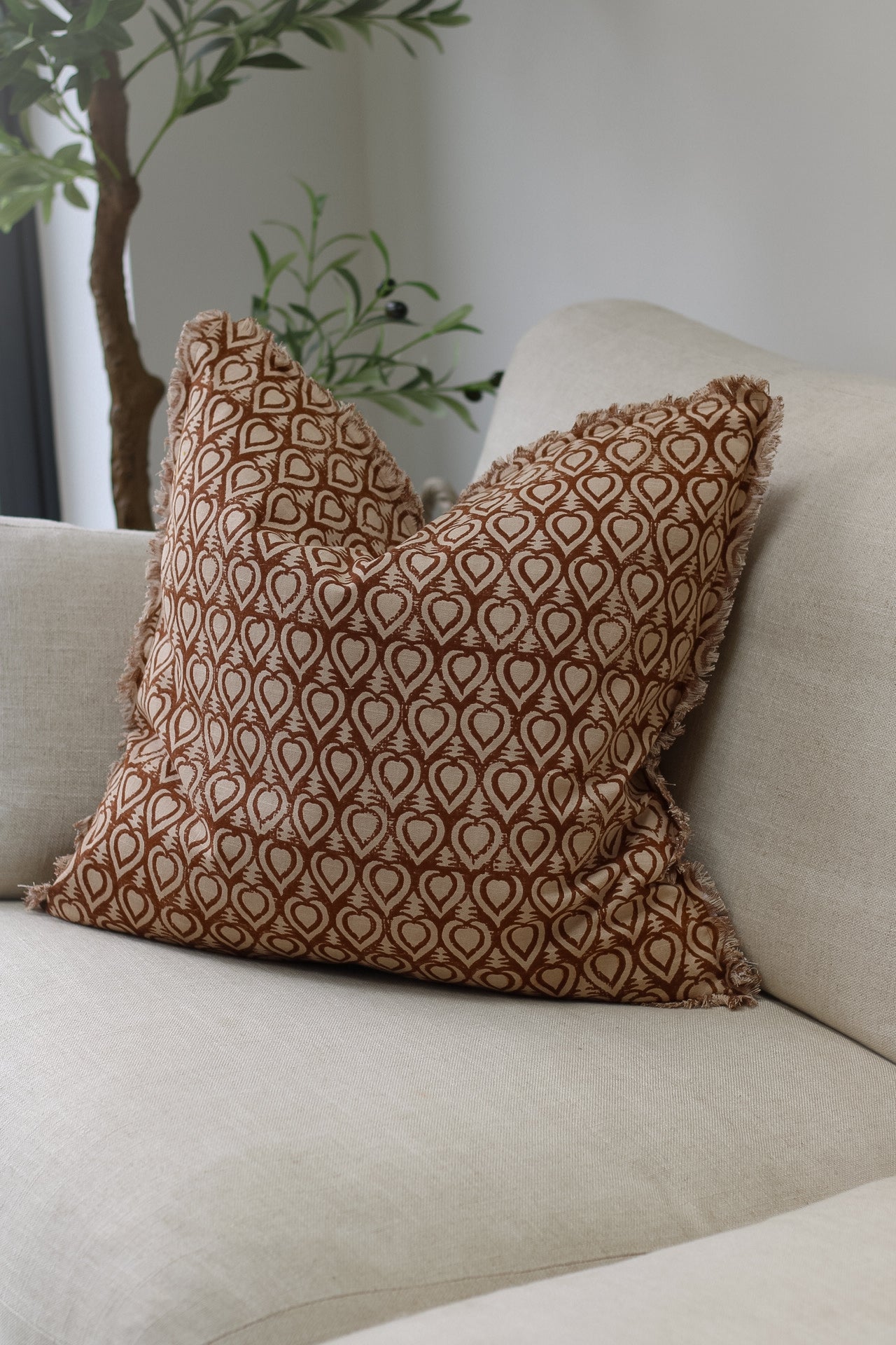 Pecan Thalia Geometric Cushion